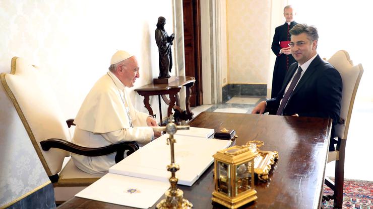 Papa Franjo, Andrej Plenković, 7. 10. 2017., Vatikan