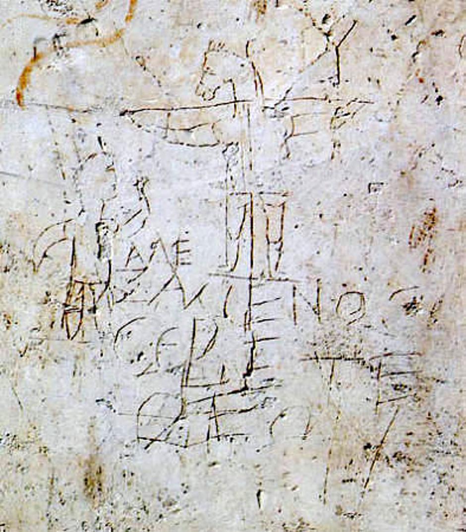 Aleksamenos štuje boga, grafit iz 2. stoljeća iz Rima | Author: public domain