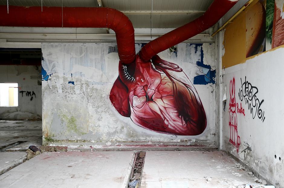 Mural pumpajućeg srca zagrebačkog umjetnika Lonca | Author: Željko Lukunić (PIXSELL)
