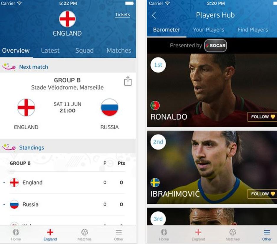 UEFA Euro 2016 official app | Author: UEFA