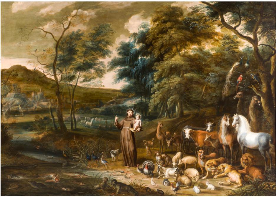 Sv. Franjo s malim Isusom propovijeda životinjama | Author: Lambert de Hondt/ public domain